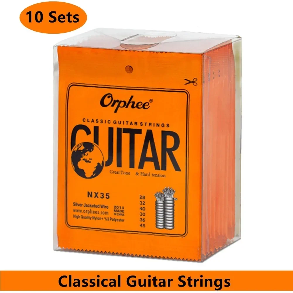 10Set Orphee Classical Guitar Strings Silver Plated Wire Nylon P100 String 28-45Gauge NX35 Guitarra Musical Instrument Accessory
10Set Orphee Classical Guitar Strings Silver Plated Wire Nylon P100 String 28-45Gauge NX35 Guitarra Musical Instrument Accessory