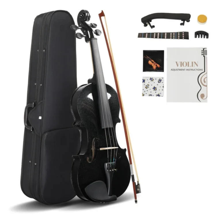Black Full Size 4/4 Violin Set for Adults Beginners with Hard Case,Violin Bow,Shoulder Rest, Rosin
Black Full Size 4/4 Violin Set for Adults Beginners with Hard Case,Violin Bow,Shoulder Rest, Rosin