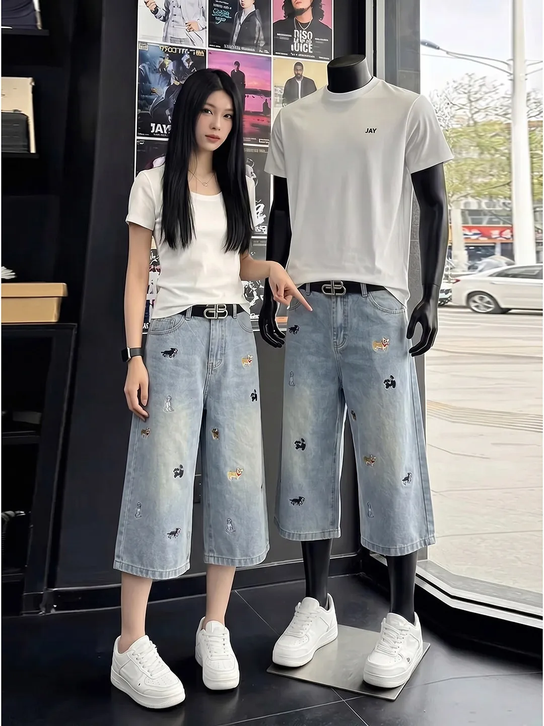 American Style Casual Cartoon Embroidery Jeans Shorts Loose Fit Men's mid Waist Seven-Foot Pants Summer Trend Design
American Style Casual Cartoon Embroidery Jeans Shorts Loose Fit Men's mid Waist Seven-Foot Pants Summer Trend Design