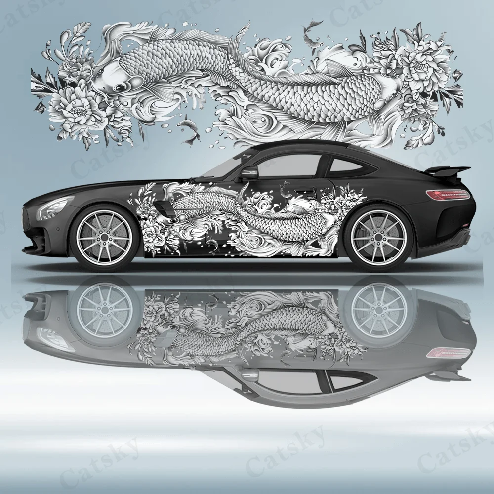 Black and White Carp Lotus Car Vinyl Wraps Decal Self-adhesive PVC Sticker Suitable for Trucks SUV Decoration Auto Accessories
Black and White Carp Lotus Car Vinyl Wraps Decal Self-adhesive PVC Sticker Suitable for Trucks SUV Decoration Auto Accessories