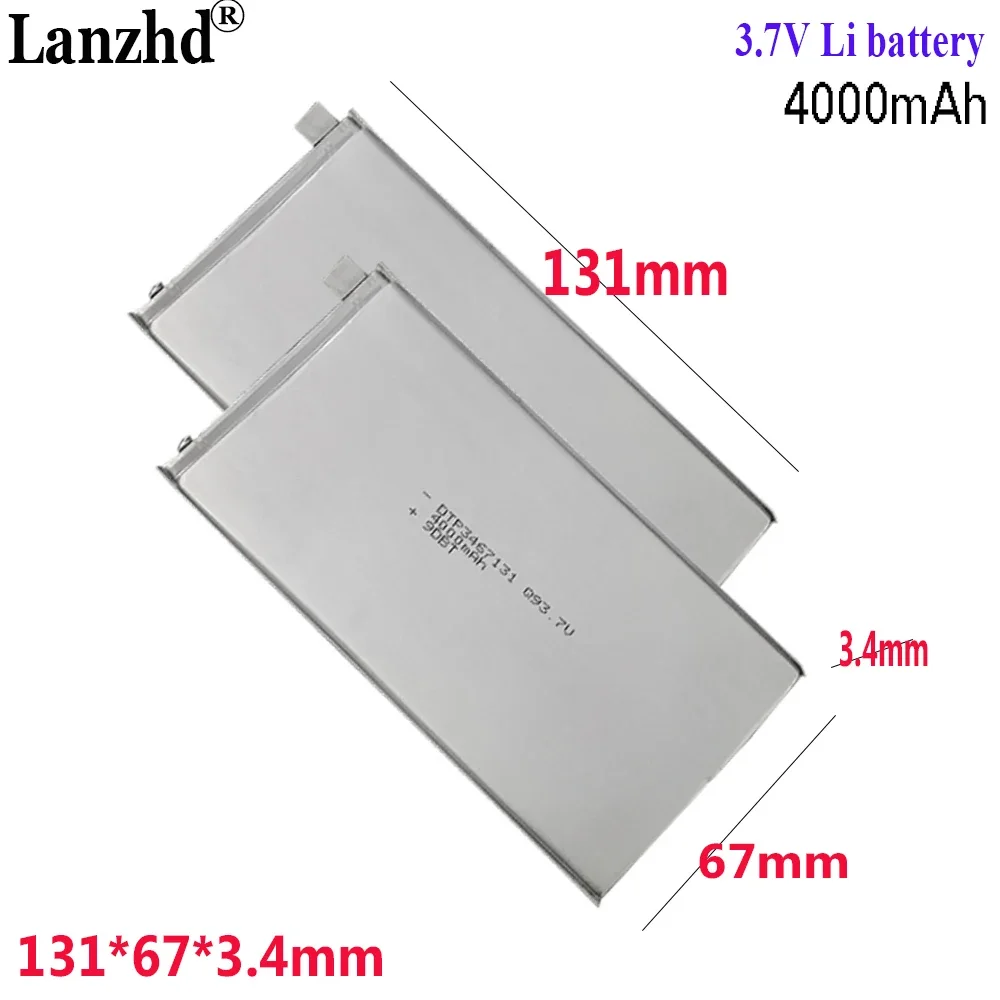 3.7V Li Polymer Battery 4000mah For stick light toy digital 3467131 mobile power charger Glove purifier Electric curtain GPS
3.7V Li Polymer Battery 4000mah For stick light toy digital 3467131 mobile power charger Glove purifier Electric curtain GPS