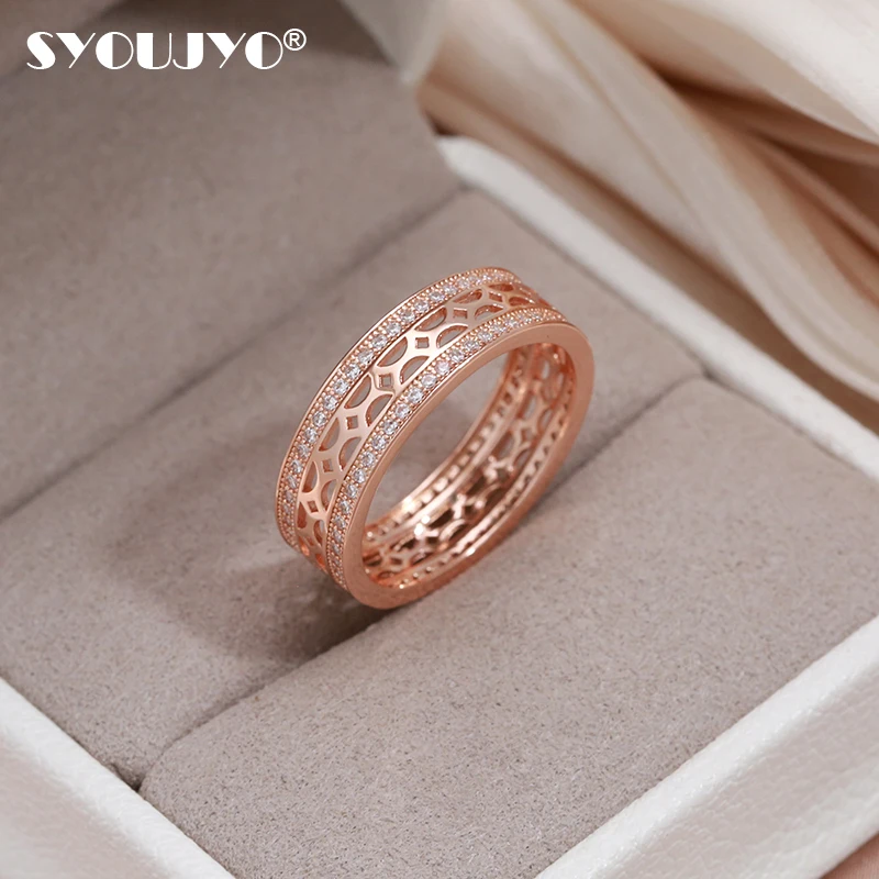 SYOUJYO Skeleton Cutting 585 Gold Color Women's Ring Double Row Natural Zircon Micro Inlay Vintage Bride Wedding Jewelry
SYOUJYO Skeleton Cutting 585 Gold Color Women's Ring Double Row Natural Zircon Micro Inlay Vintage Bride Wedding Jewelry