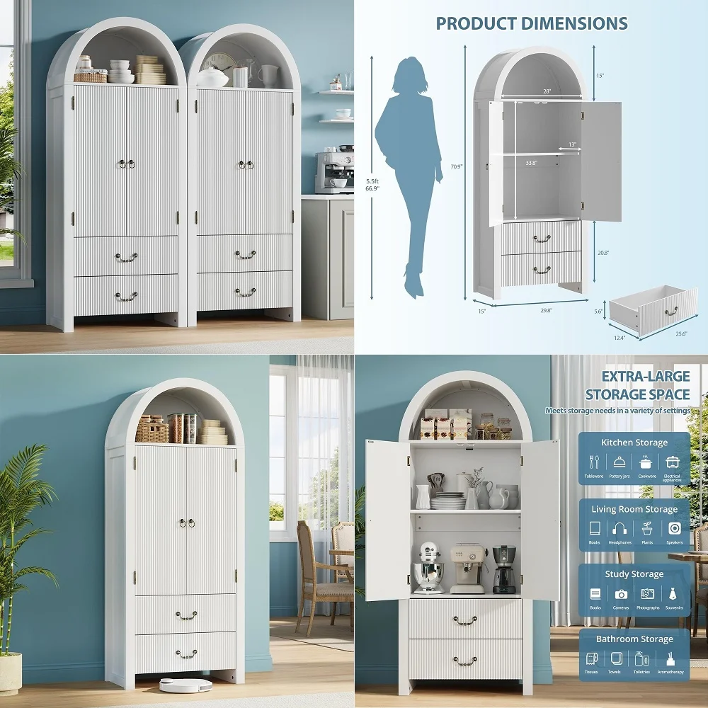 71 Tall Arched Kitchen Pantry Cabinet, Modern Farmhouse Kitchen Storage Cabinets with Open amp Adjustable Shelves, Hidden Drawe
71 Tall Arched Kitchen Pantry Cabinet, Modern Farmhouse Kitchen Storage Cabinets with Open amp Adjustable Shelves, Hidden Drawe