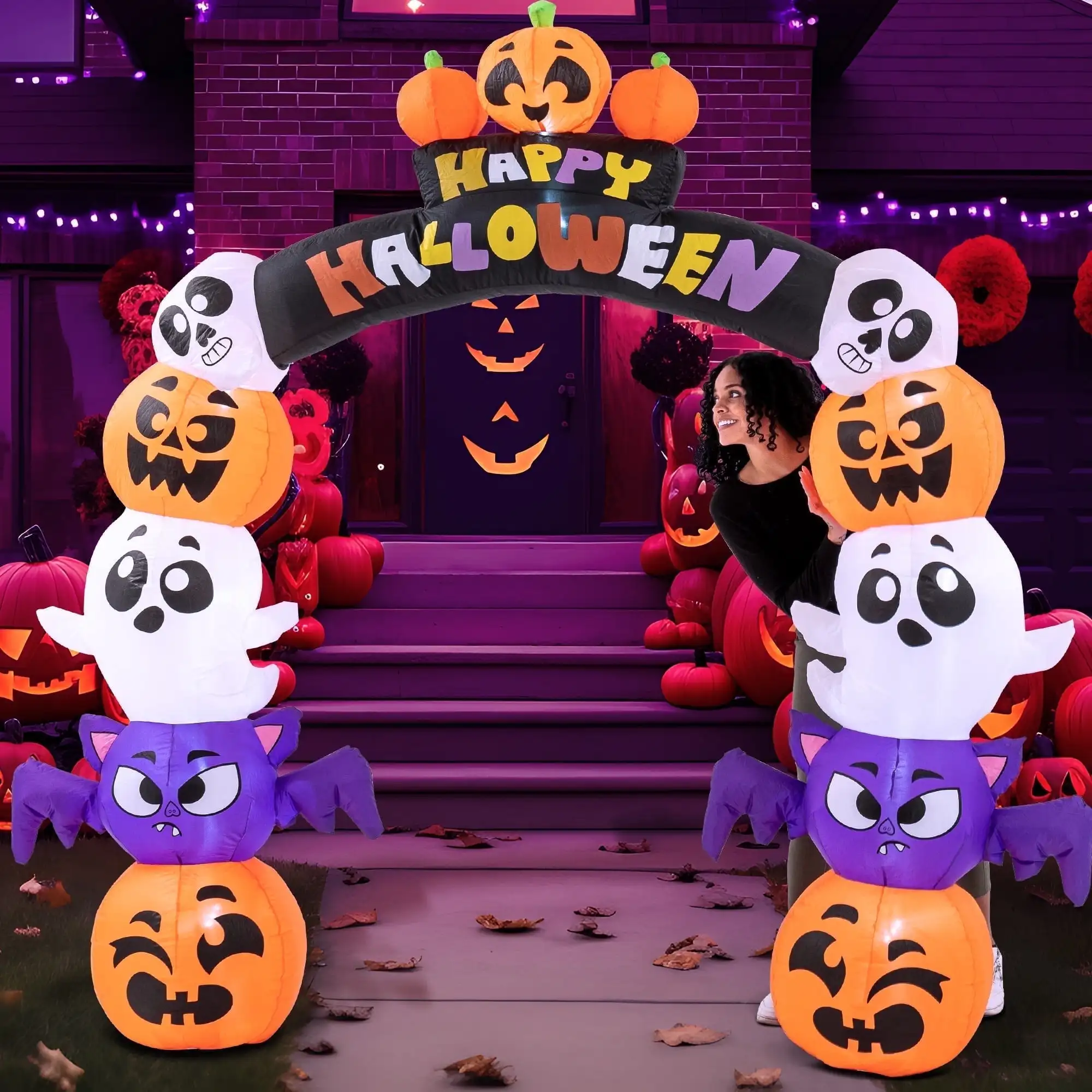 Joyfy 8 ft Halloween Inflatable Archway Stacked Pumpkins Archway Bat Inflatable with Build-in LED for Halloween Decorations
Joyfy 8 ft Halloween Inflatable Archway Stacked Pumpkins Archway Bat Inflatable with Build-in LED for Halloween Decorations