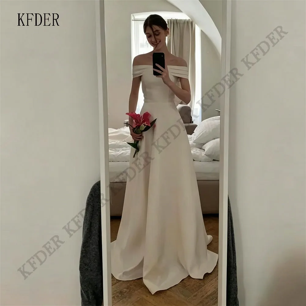 Elegant Off Shoulder Wedding Party Dress A Line White Satin Korea Photo Shoot Bridal Evening Dresses Custom 웨딩드레스
Elegant Off Shoulder Wedding Party Dress A Line White Satin Korea Photo Shoot Bridal Evening Dresses Custom 웨딩드레스