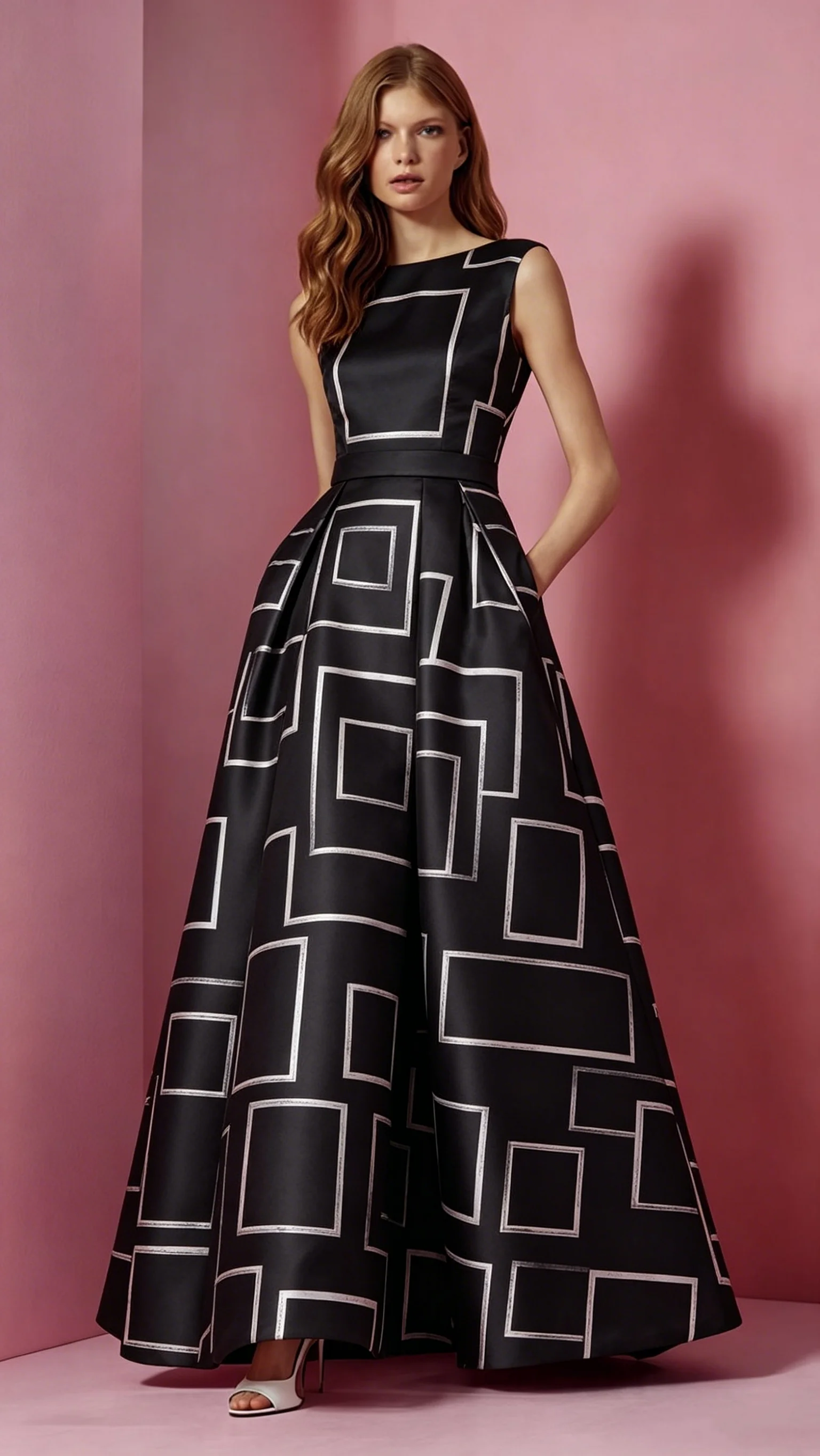 Women's Black Geometric Print Maxi Dress High Waist Sleeveless Pleated A Line Dress For Women Elegant Formal Evening Outfit
Women's Black Geometric Print Maxi Dress High Waist Sleeveless Pleated A Line Dress For Women Elegant Formal Evening Outfit