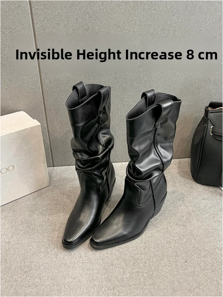 Elevated 8cm Genuine Leather Western Cowboy Boots Women 2025 New Folded Chunky Heel Medium Tube Knight Boots Faion Boots
Elevated 8cm Genuine Leather Western Cowboy Boots Women 2025 New Folded Chunky Heel Medium Tube Knight Boots Faion Boots
