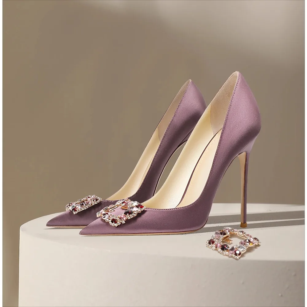 Elegant Purple Satin Pointed Toe High Heels with Rhinestones 2025 New Women Dress Shoes
Elegant Purple Satin Pointed Toe High Heels with Rhinestones 2025 New Women Dress Shoes