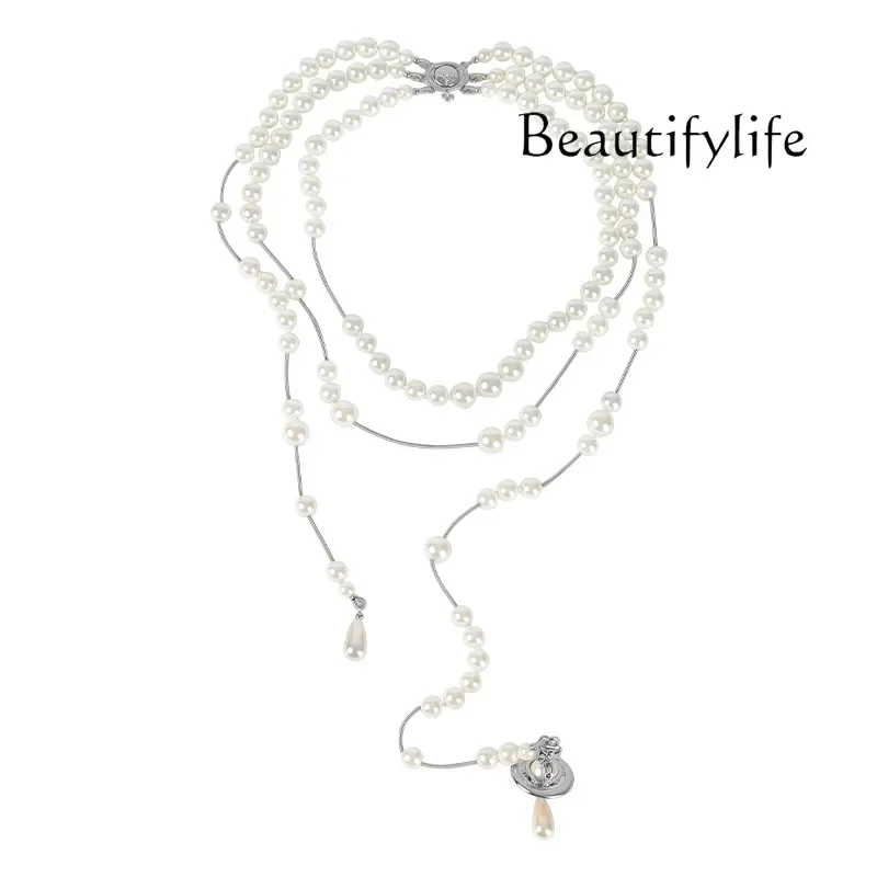 Long pearl necklace women's light luxury retro high-end sweater chain stacked sweater chain accessories
Long pearl necklace women's light luxury retro high-end sweater chain stacked sweater chain accessories