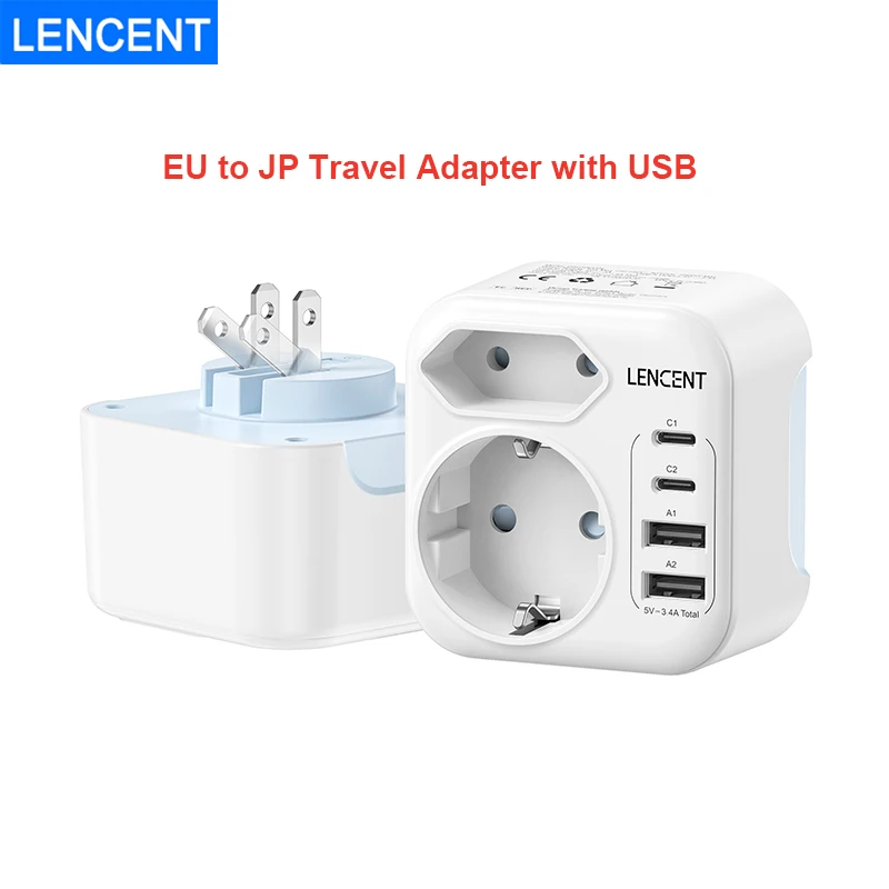 Складной дорожный адаптер LENCENT от ЕС до Японии с разъемом 2AC+2USB-A+2 типа C, дорожной вилкой типа A для США, Японии, Канады
Складной дорожный адаптер LENCENT от ЕС до Японии с разъемом 2AC+2USB-A+2 типа C, дорожной вилкой типа A для США, Японии, Канады
