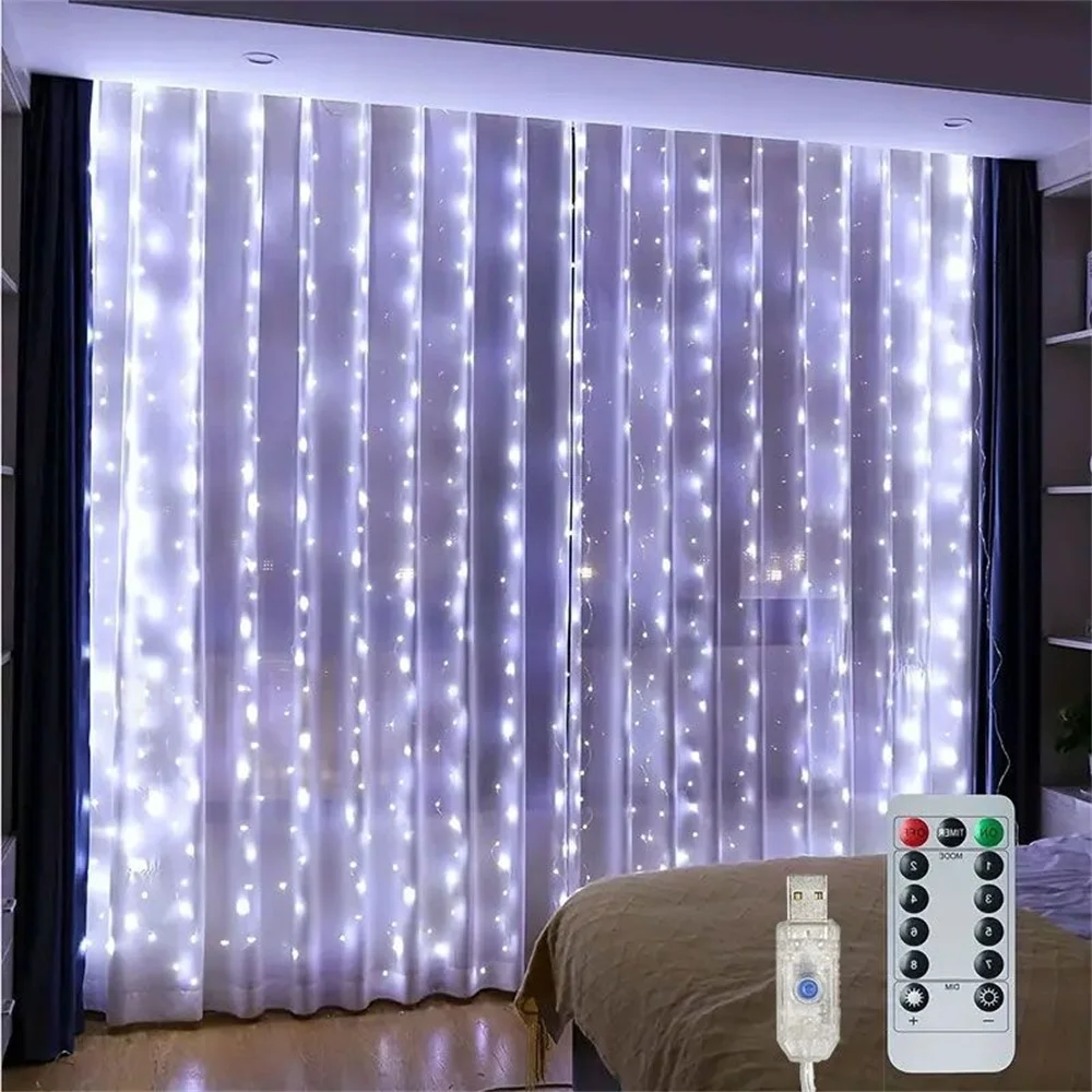 LED Curtain Light String USB Operated Fairy Garland Lamp with Remote Control 8 Modes for Home Christmas Wedding Room Decoration
LED Curtain Light String USB Operated Fairy Garland Lamp with Remote Control 8 Modes for Home Christmas Wedding Room Decoration