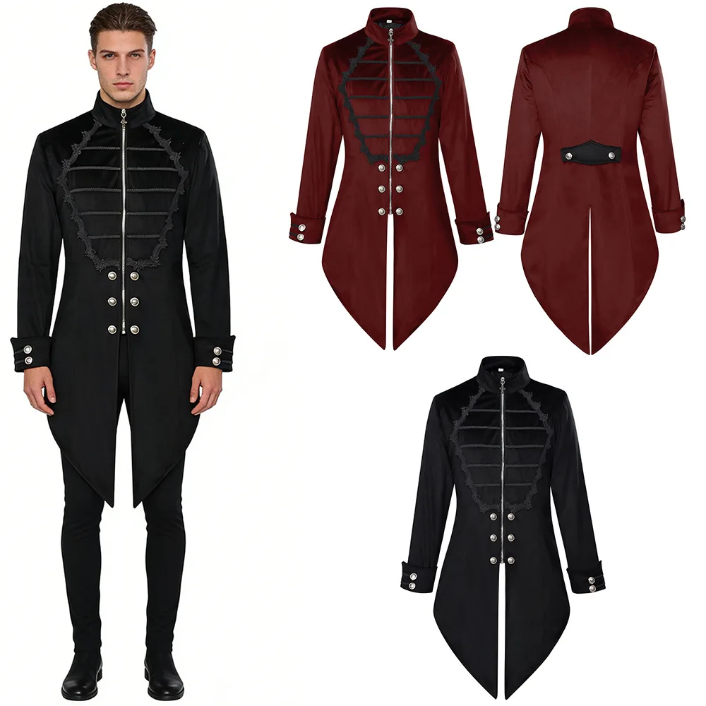 Men Vintage Medieval Costume Stand Collar Court Tuxedo Jacket Gothic Steampunk Slim Coats Halloween Magician Cosplay Clothing
Men Vintage Medieval Costume Stand Collar Court Tuxedo Jacket Gothic Steampunk Slim Coats Halloween Magician Cosplay Clothing