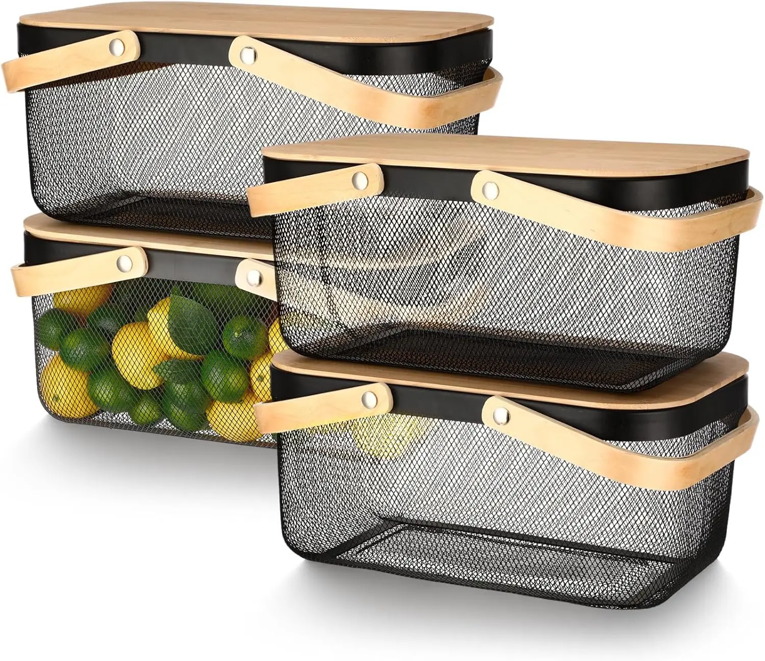 4 Pcs Harvest Basket Garden Metal Mesh Picnic Baskets with Wooden Handle and Lid Garden Storage Basket Bin for Vegetable Fruit K
4 Pcs Harvest Basket Garden Metal Mesh Picnic Baskets with Wooden Handle and Lid Garden Storage Basket Bin for Vegetable Fruit K