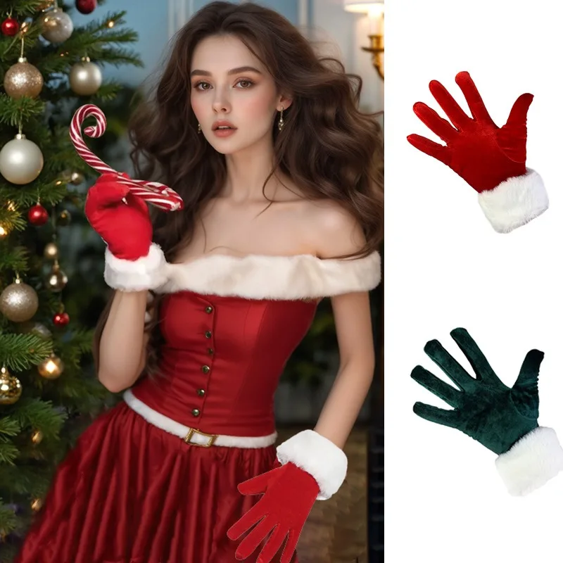 Christmas Party Gloves - Women's Short Velvet Gloves with Warm Winter Gloves for Wedding, Gift (Red/Dark Green)
Christmas Party Gloves - Women's Short Velvet Gloves with Warm Winter Gloves for Wedding, Gift (Red/Dark Green)