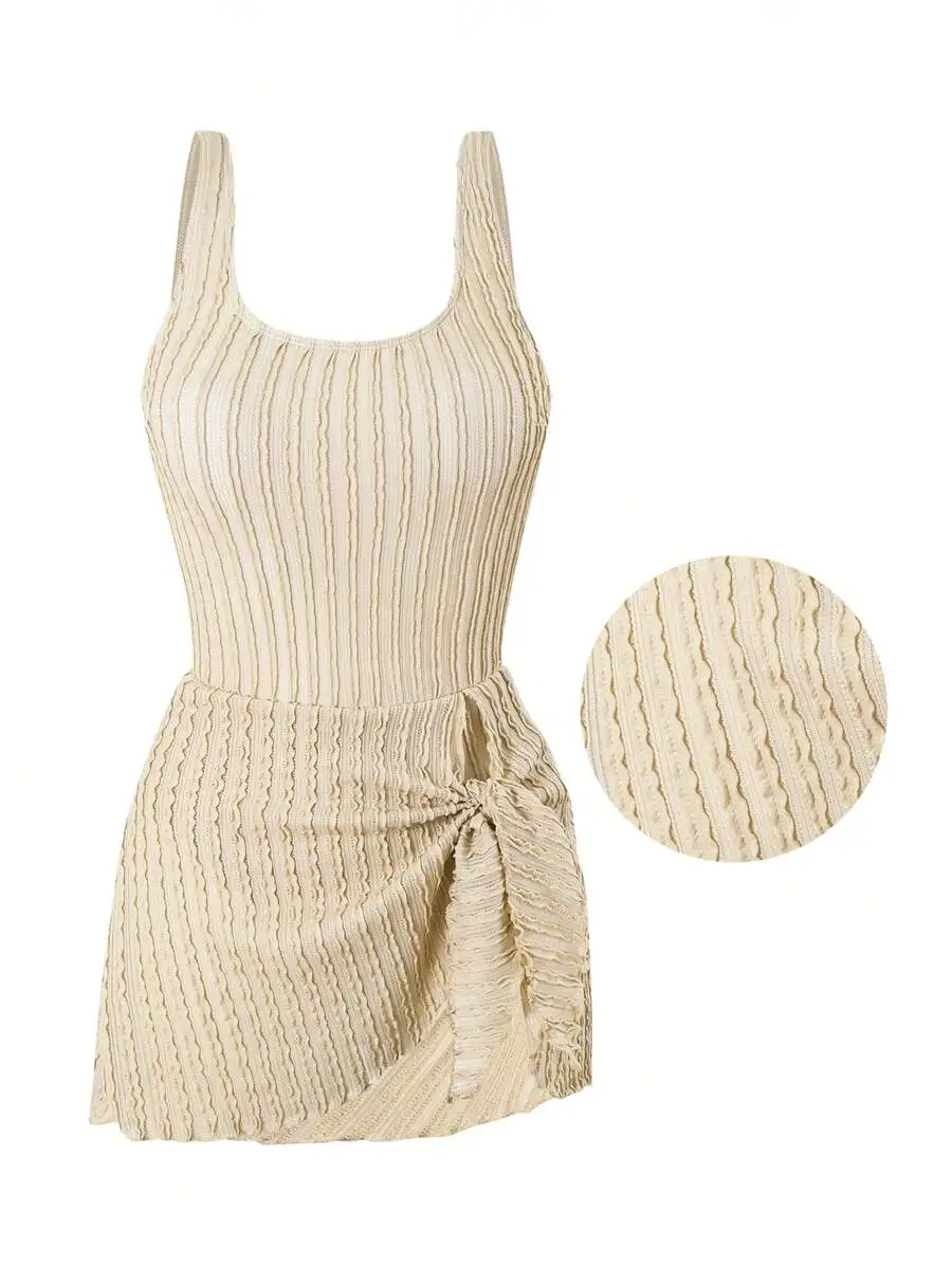 Women One-Piece Swimsuit With Ruched Knot Detail Ribbed Fabric Beach Resort Swimwear
Women One-Piece Swimsuit With Ruched Knot Detail Ribbed Fabric Beach Resort Swimwear