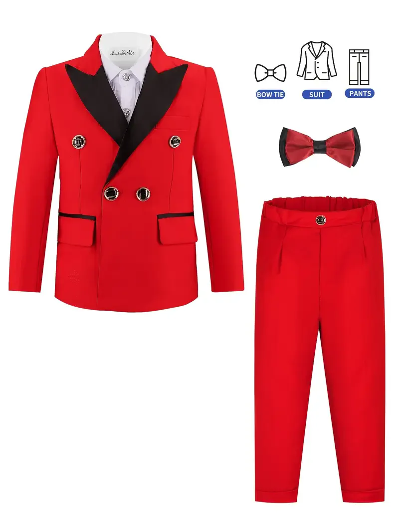 Kids Red Jacket Pants Bowtie 3Pieces Photograph Suit Children's Wedding Suit Boys Tuxedo Dress For Birthday
Kids Red Jacket Pants Bowtie 3Pieces Photograph Suit Children's Wedding Suit Boys Tuxedo Dress For Birthday