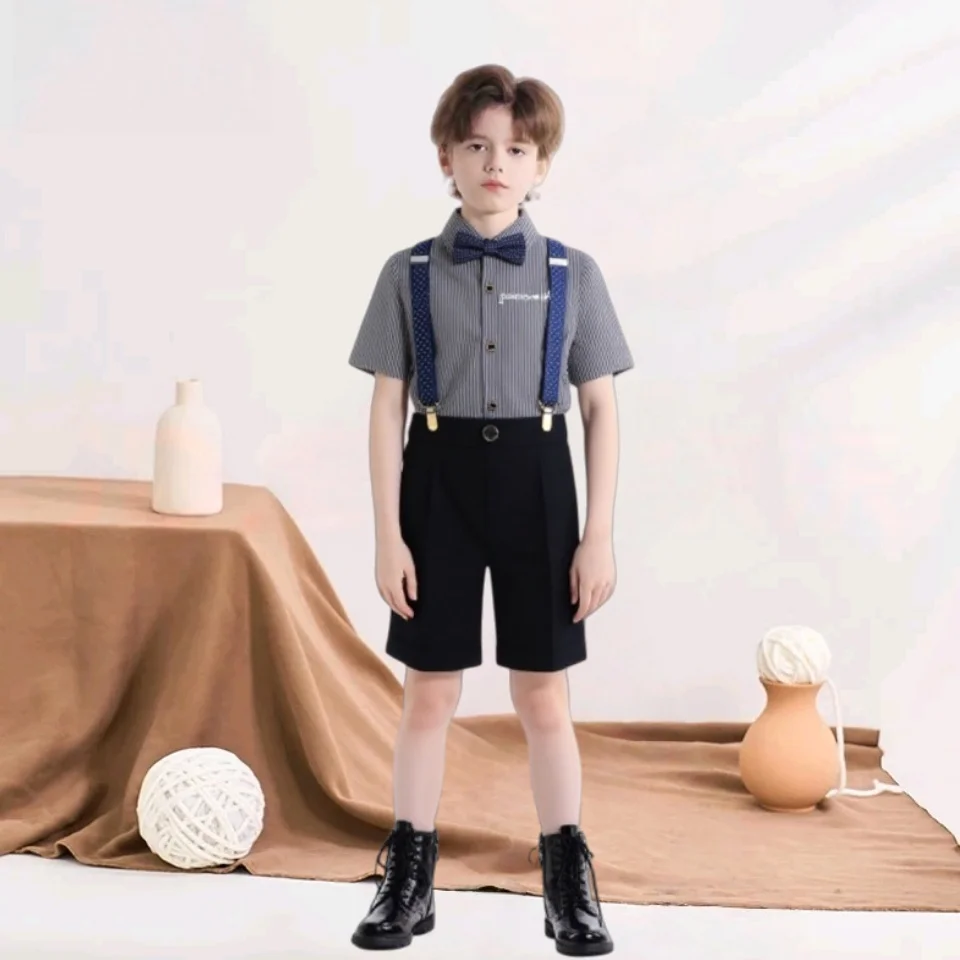 Летний дышащий школьный костюм для мальчиков, детская рубашка, шорты, галстук-бабочка на бретельках, комплект из 4 предметов для фотосъемки, детский наряд на свадьбу, день рождения
Летний дышащий школьный костюм для мальчиков, детская рубашка, шорты, галстук-бабочка на бретельках, комплект из 4 предметов для фотосъемки, детский наряд на свадьбу, день рождения