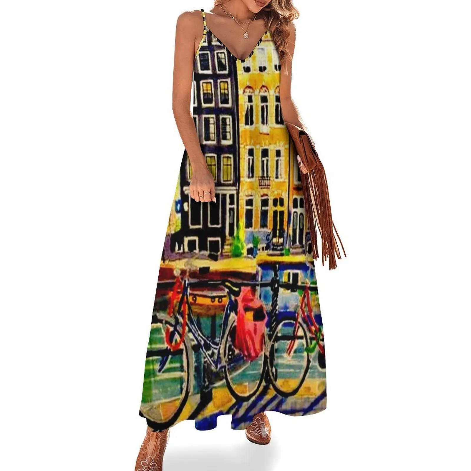 AMSTERDAM : Vintage Bicycle Travel Print Sleeveless Long Dress Dresses for wedding party Dress for pregnant women Dress
AMSTERDAM : Vintage Bicycle Travel Print Sleeveless Long Dress Dresses for wedding party Dress for pregnant women Dress