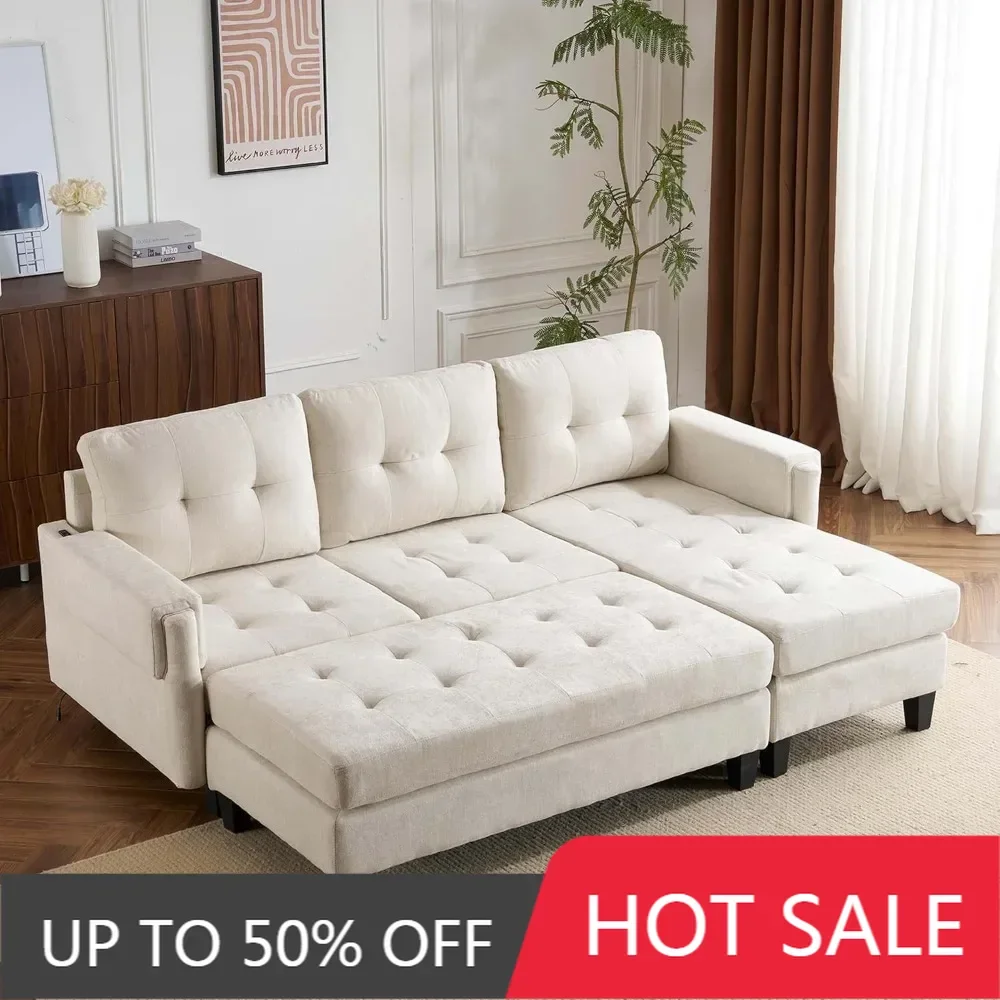 83.4" L Shaped Sectional Sofa Couch Bed with Reversible Chaise Lounge USB Ports Ottoman 5 Seater Sofa for Living Room,Beige
83.4" L Shaped Sectional Sofa Couch Bed with Reversible Chaise Lounge USB Ports Ottoman 5 Seater Sofa for Living Room,Beige