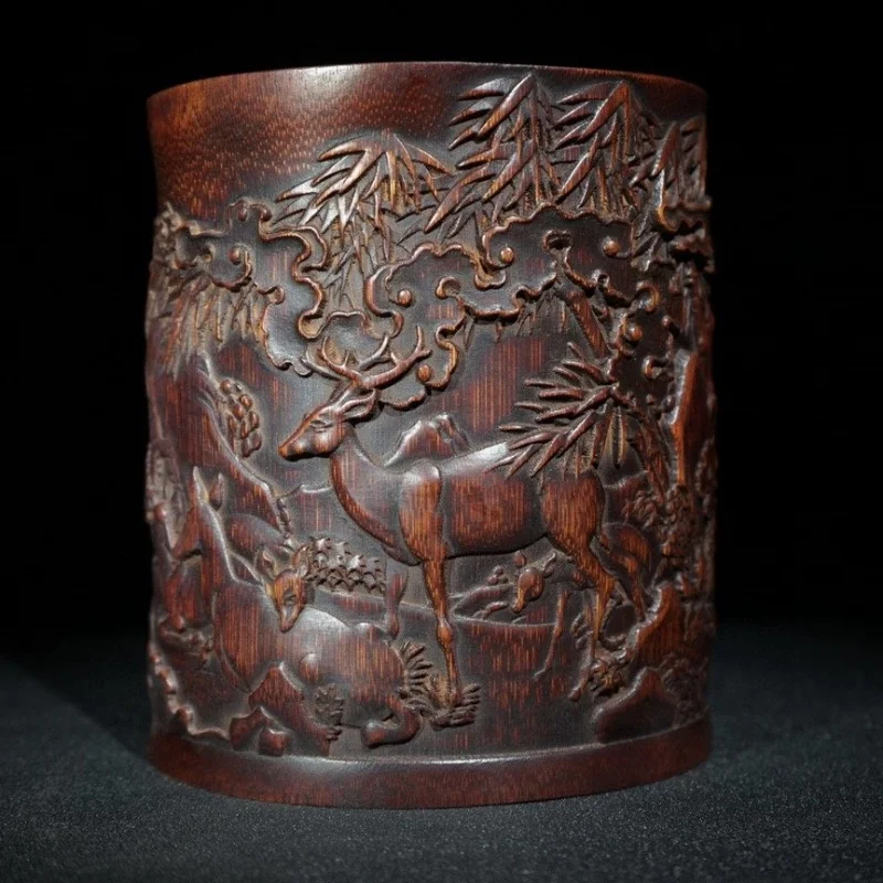 Chinese folk collection antiques wood carving bamboo carvings pen holders Brush pot landscape reliefs study decorations
Chinese folk collection antiques wood carving bamboo carvings pen holders Brush pot landscape reliefs study decorations