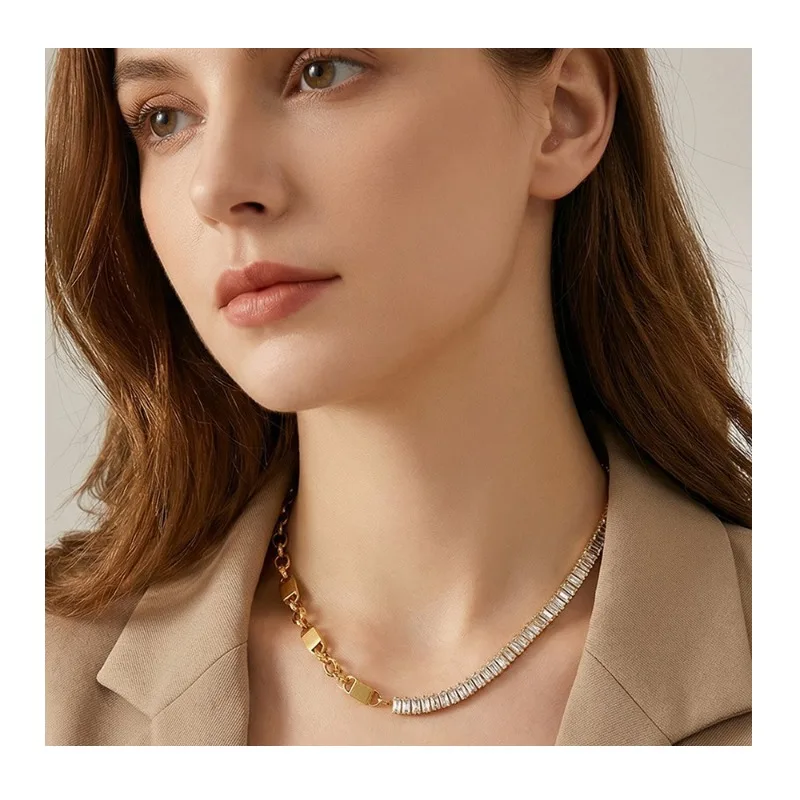 Gorgeous Style Design Zircon Splicing Chain Collarbone Chain Light Luxury Fashion Stainless Steel Necklace
Gorgeous Style Design Zircon Splicing Chain Collarbone Chain Light Luxury Fashion Stainless Steel Necklace