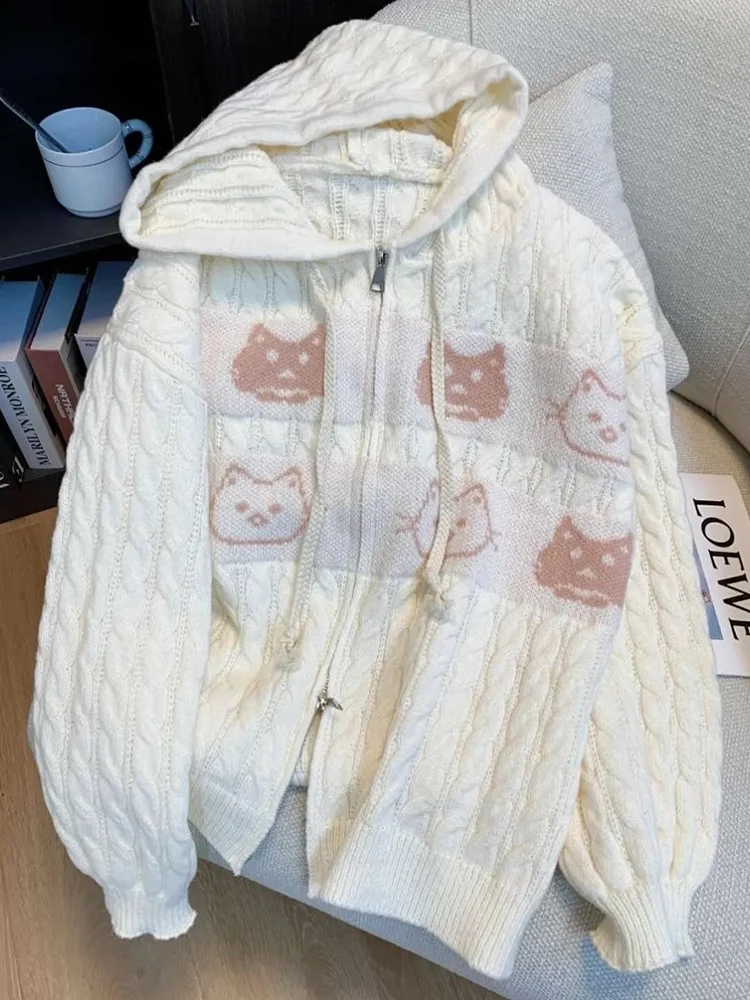 Knitted Coat Preppy Style Japan Retro Kawaii Female Casual Tops Cute Cartoon Hooded Cardigan Women Lazy Wind Long Sleeve Sweet
Knitted Coat Preppy Style Japan Retro Kawaii Female Casual Tops Cute Cartoon Hooded Cardigan Women Lazy Wind Long Sleeve Sweet
