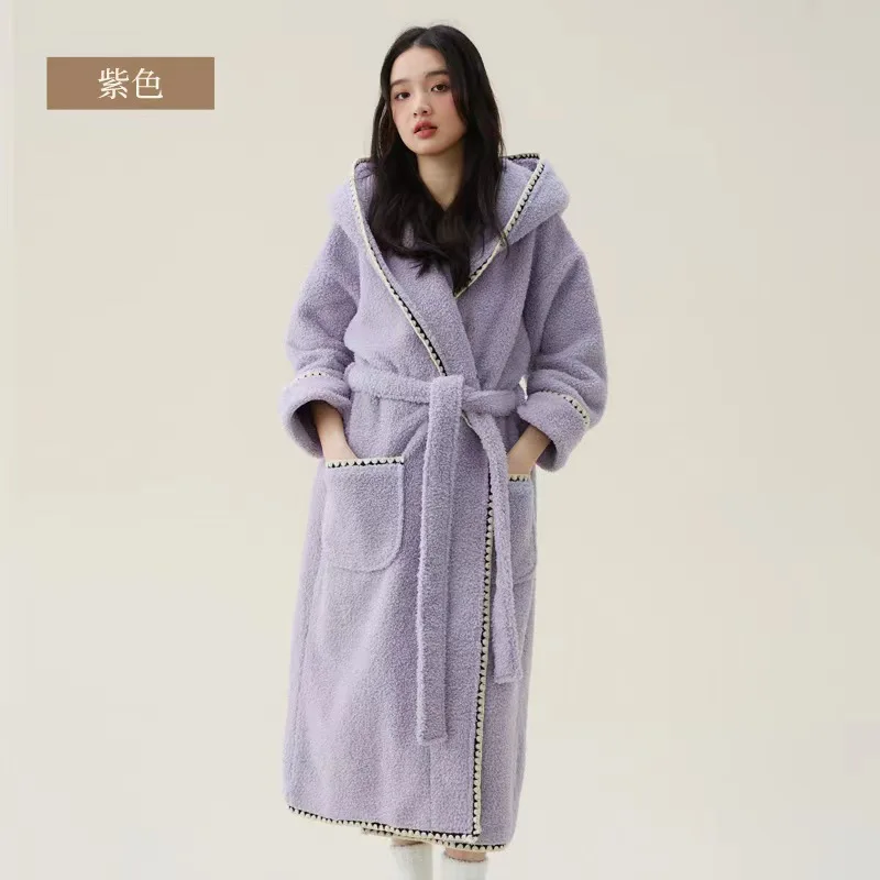 Winter Coral Fleece Bathrobe Women Hooded Warm Kimono Bath Robe Cozy Kimono Shower Robes Loose Peignoirs Nightgown
Winter Coral Fleece Bathrobe Women Hooded Warm Kimono Bath Robe Cozy Kimono Shower Robes Loose Peignoirs Nightgown