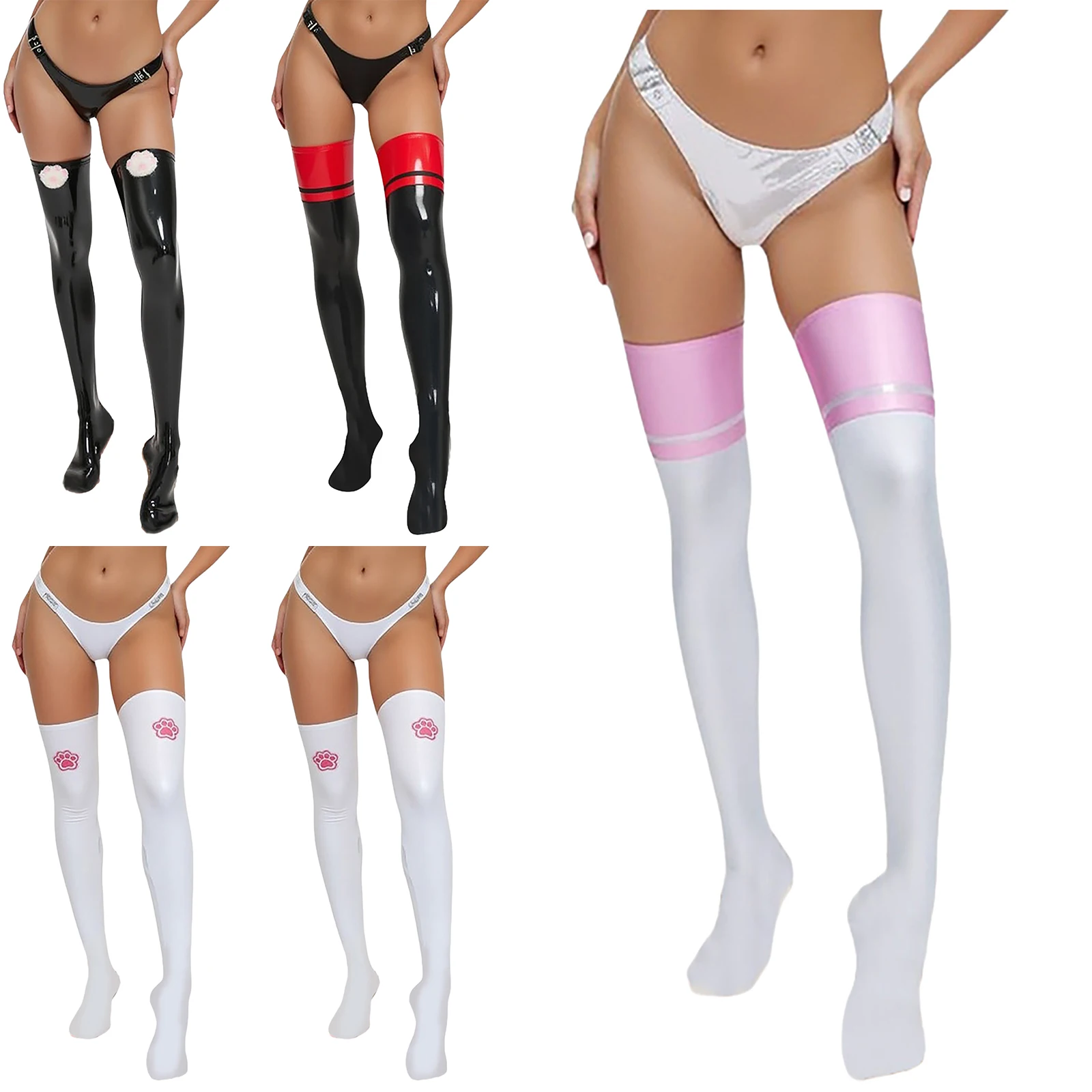 Women Glossy Patent Leather Thigh High Stockings Cute Cat Paw Over Knee Long Socks Lolita Anime Cosplay Accessory Party Clubwear
Women Glossy Patent Leather Thigh High Stockings Cute Cat Paw Over Knee Long Socks Lolita Anime Cosplay Accessory Party Clubwear