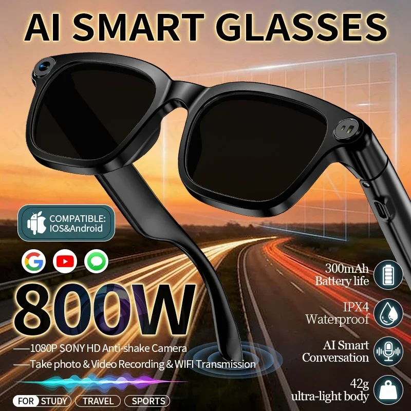New AI Smart Sunglasses Men 800W Anti-Shake Camera Glasses Translation Voice Call Bluetooth Eyeglass for Driving Business Travel
New AI Smart Sunglasses Men 800W Anti-Shake Camera Glasses Translation Voice Call Bluetooth Eyeglass for Driving Business Travel