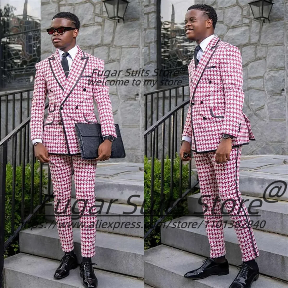 Italian style Pink Plaid Men Suits Customized Slim Fit Double breasted Groom Wedding Tuxedos 2 Pieces Sets trajes para hombre
Italian style Pink Plaid Men Suits Customized Slim Fit Double breasted Groom Wedding Tuxedos 2 Pieces Sets trajes para hombre