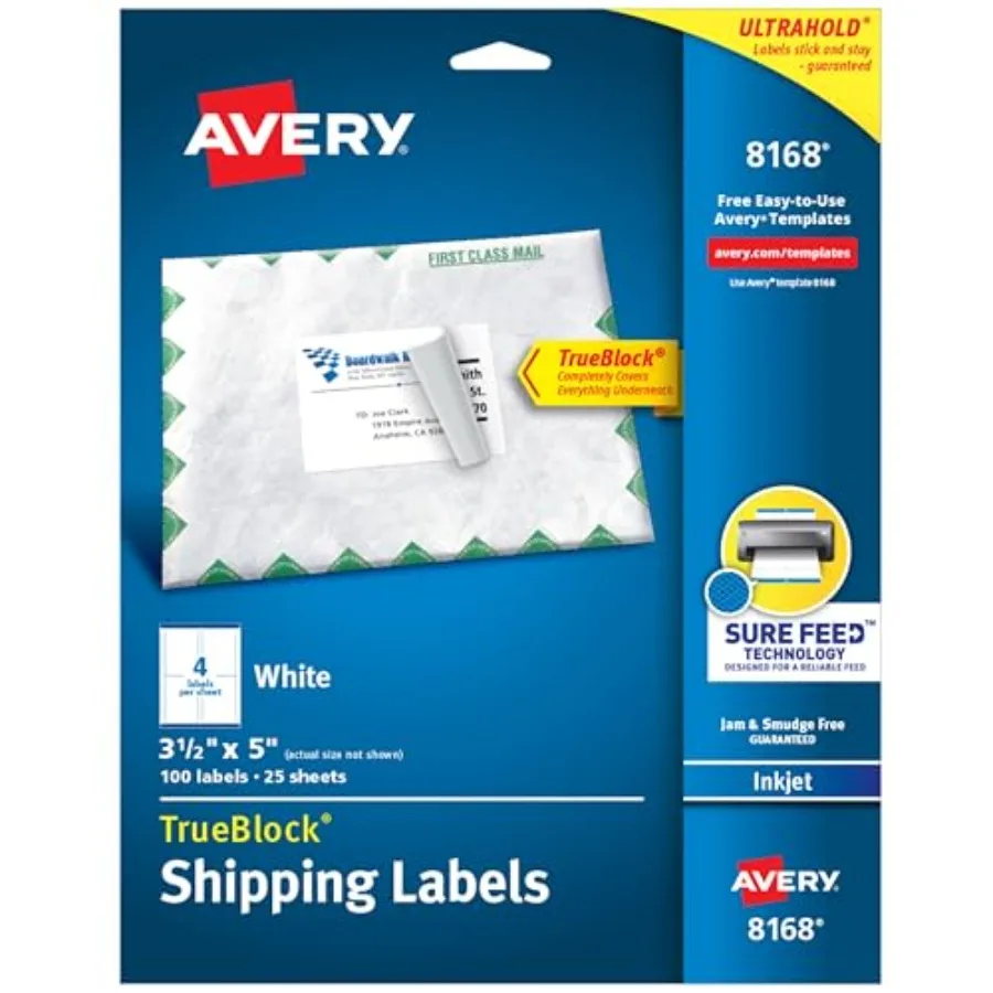 Shipping Address Labels Inkjet Printers 3-1/2 x 5 Permanent Adhesive White 5 Packs 8168
Shipping Address Labels Inkjet Printers 3-1/2 x 5 Permanent Adhesive White 5 Packs 8168