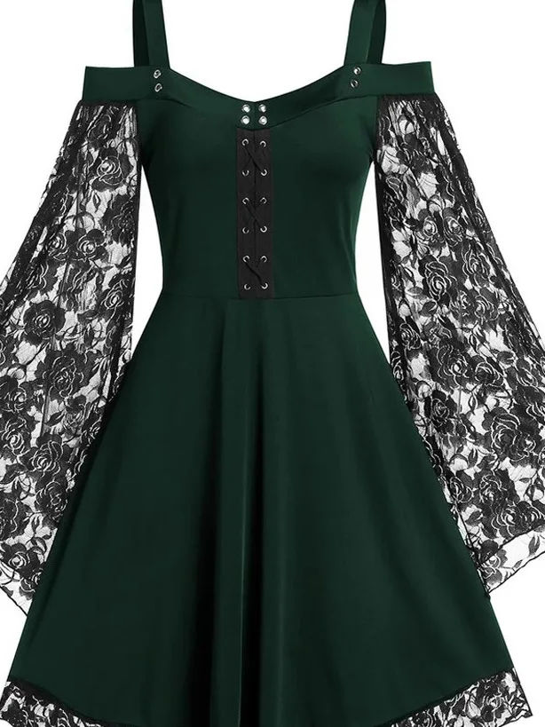 Retro Lace Patchwork One oulder Dr Long Sve Midi Dr Casual Comfortable Polyester Fabric Summer Dr
Retro Lace Patchwork One oulder Dr Long Sve Midi Dr Casual Comfortable Polyester Fabric Summer Dr