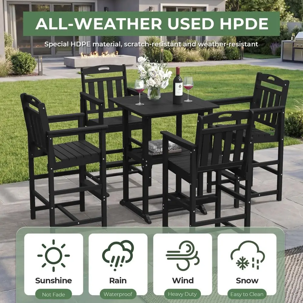 Bistro Bar Set, Patio High Top Table and Bar Height Tall Adirondack Chairs Set of 4, AllWeather HDPE Square Pub Furniture for O
Bistro Bar Set, Patio High Top Table and Bar Height Tall Adirondack Chairs Set of 4, AllWeather HDPE Square Pub Furniture for O