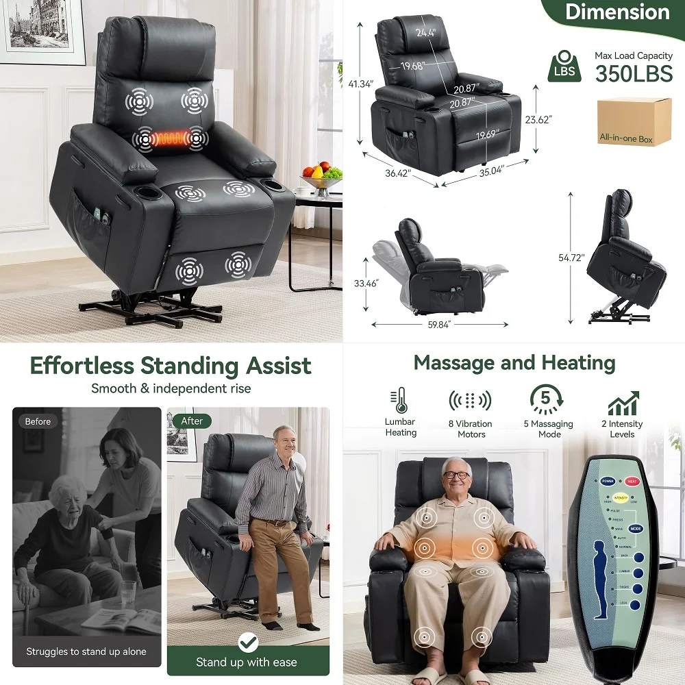 Power Lift Recliner Chair with Massage and Heat for Elderly,Electric Lift Chair with USB Charging Runction and Side Pockets, Su
Power Lift Recliner Chair with Massage and Heat for Elderly,Electric Lift Chair with USB Charging Runction and Side Pockets, Su