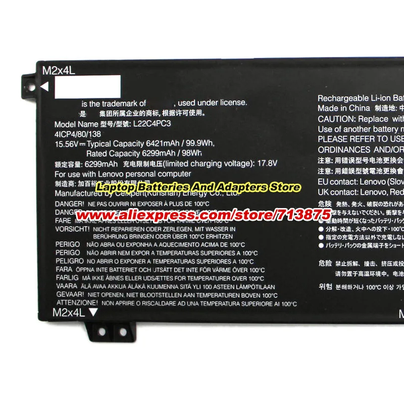 Оригинальный аккумулятор L22C4PC3 L22B4PC3 для Lenovo Legion Slim 7 16IRH8 82Y300 Slim 7i Gen 8 L22D4PC3 L22L4PC3 L22M4PC3 15,56 В 99,9 Втч
Оригинальный аккумулятор L22C4PC3 L22B4PC3 для Lenovo Legion Slim 7 16IRH8 82Y300 Slim 7i Gen 8 L22D4PC3 L22L4PC3 L22M4PC3 15,56 В 99,9 Втч