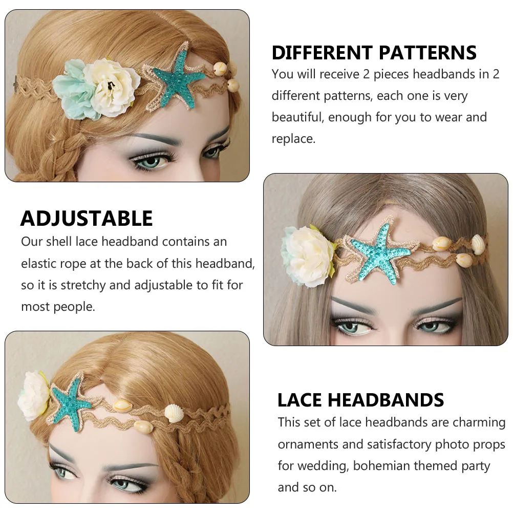 2Pcs Trendy Lace Headband Pearl Hairband Women Adjustable Seashell Hair Decoration
2Pcs Trendy Lace Headband Pearl Hairband Women Adjustable Seashell Hair Decoration
