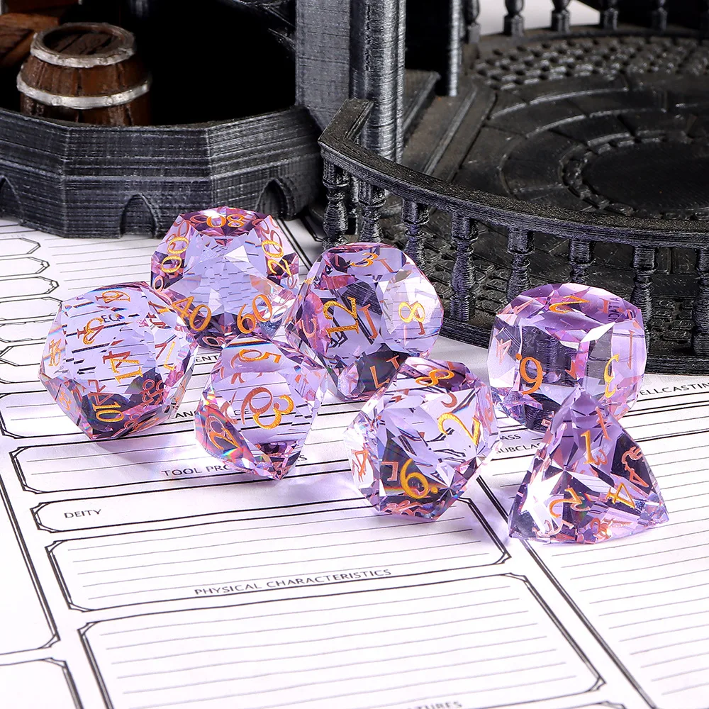Набор кристаллических кубиков D&D Diamond Dice K9 для настольной игры Dungeons & Dragons, многогранные игровые кубики DND RPG, кубики из драгоценных камней
Набор кристаллических кубиков D&D Diamond Dice K9 для настольной игры Dungeons & Dragons, многогранные игровые кубики DND RPG, кубики из драгоценных камней