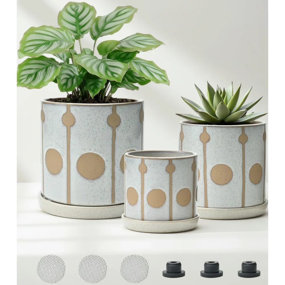 Керамические горшки для растений с дренажным отверстием и блюдцем, набор комнатных цветочных горшков для суккулентов, трав, кактусов, 3-размерный декор для домашнего сада
Керамические горшки для растений с дренажным отверстием и блюдцем, набор комнатных цветочных горшков для суккулентов, трав, кактусов, 3-размерный декор для домашнего сада