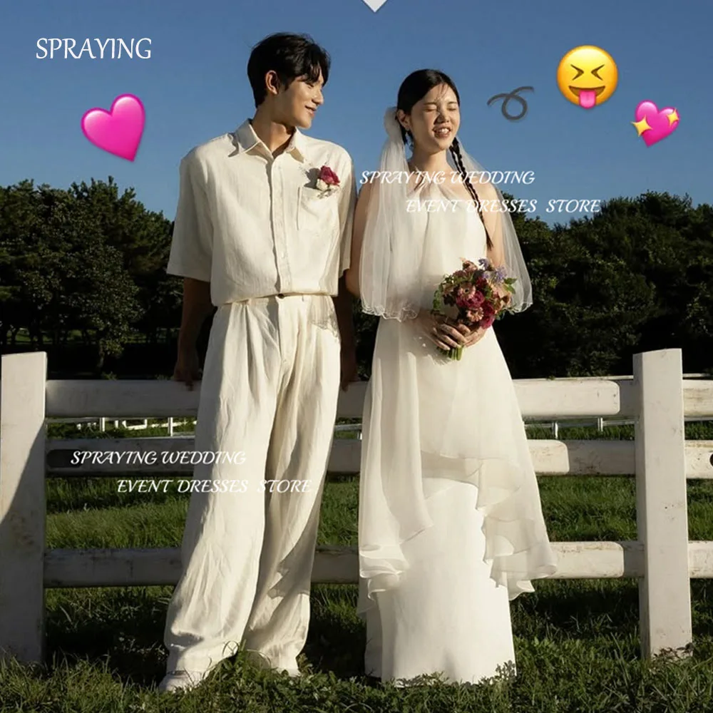 SPRAYING Ivory Halter Wedding Dress Korea Garden Photo Shoot Organza Ankle Length Bridal Gowns Corset 웨딩드레스 Customized 2025
SPRAYING Ivory Halter Wedding Dress Korea Garden Photo Shoot Organza Ankle Length Bridal Gowns Corset 웨딩드레스 Customized 2025