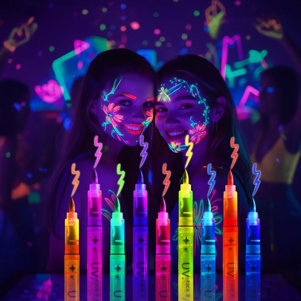 8 Colors Set Erasable Body Glow Paint Pens Bright Glow in The Dark Fluorescent Pens DIY Luminous Marker Pen Body Painting
8 Colors Set Erasable Body Glow Paint Pens Bright Glow in The Dark Fluorescent Pens DIY Luminous Marker Pen Body Painting