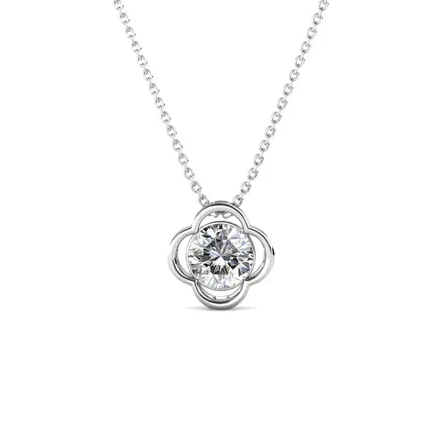 Daisini Four-leaves Flower Charm Pendant Necklace with Swarovski Austrian Crystal for Women Sparking Birthday Jewelry Gifts