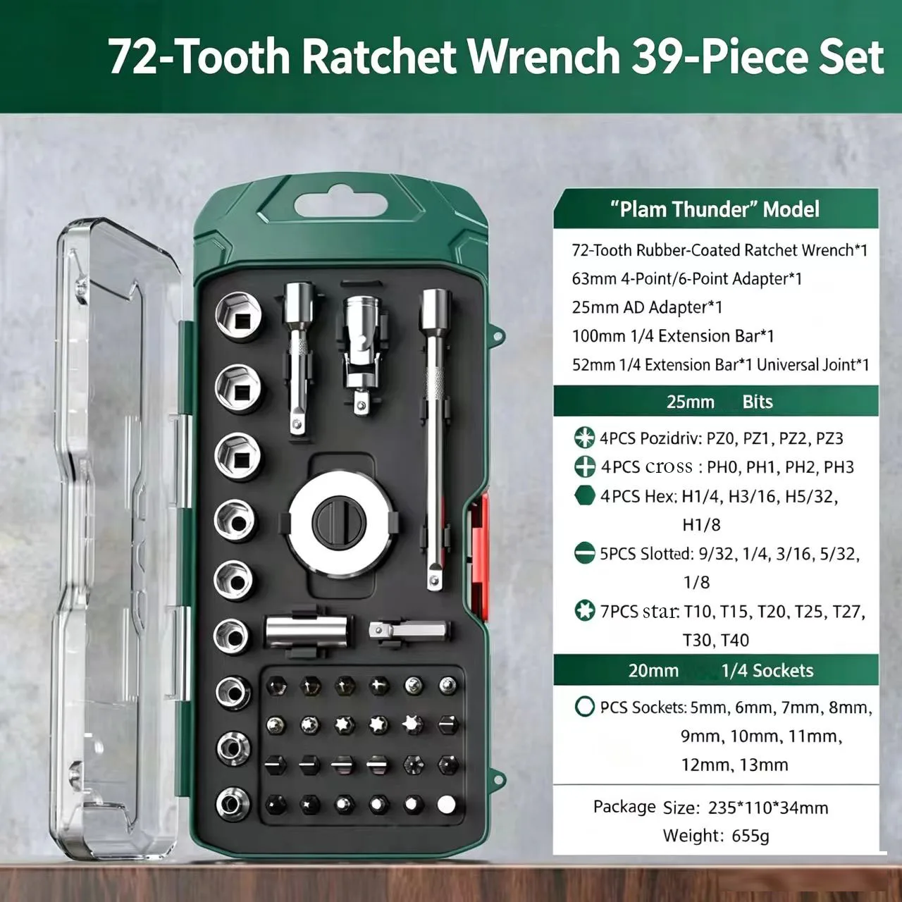 39pc Ratchet Wrench Socket Bit Set Star Cross Slotted Screwdrivers Bit Multi-functional Ratchet Socket Bit Reversible Wrench Set
39pc Ratchet Wrench Socket Bit Set Star Cross Slotted Screwdrivers Bit Multi-functional Ratchet Socket Bit Reversible Wrench Set