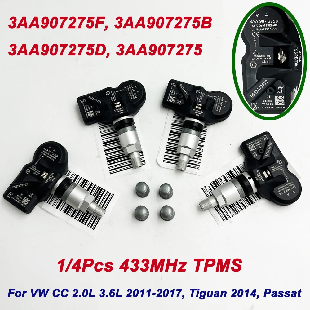 New In Stock 433Mhz TPMS 3AA907275B 3AA907275F 3AA907275D 3AA907275 For 2011-2017 VW CC 2.0L 3.6L 2014 Tiguan Passat Tyre Sensor
New In Stock 433Mhz TPMS 3AA907275B 3AA907275F 3AA907275D 3AA907275 For 2011-2017 VW CC 2.0L 3.6L 2014 Tiguan Passat Tyre Sensor