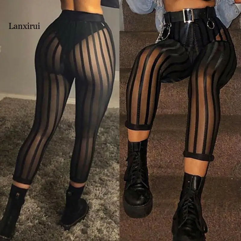 Hot Sexy Mesh Striped Leggings Women Striped Mesh Perspective Pants Knee Length Slim Trousers Club Wear
Hot Sexy Mesh Striped Leggings Women Striped Mesh Perspective Pants Knee Length Slim Trousers Club Wear