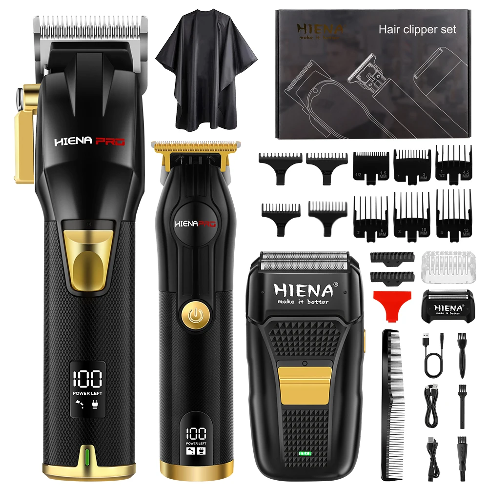 HIENA PRO All-in-One Barber Kit: Cordless Hair Clipper, Detail Trimmer & Electric Shaver Set for Home Use
HIENA PRO All-in-One Barber Kit: Cordless Hair Clipper, Detail Trimmer & Electric Shaver Set for Home Use