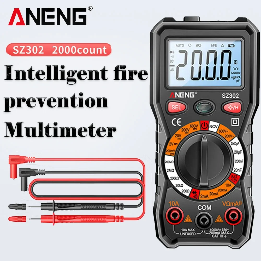 ANENG SZ302 Digital Multimeter AC/DC Votage Current Automatic Tester NCV Detector Resistance Ohm Ammeter Capacitance Meter
ANENG SZ302 Digital Multimeter AC/DC Votage Current Automatic Tester NCV Detector Resistance Ohm Ammeter Capacitance Meter