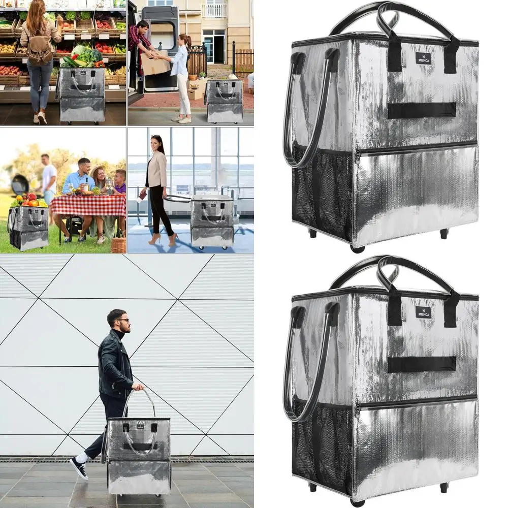 Сумка-тележка для продуктов с 6 карманами, складная, 3-сторонняя, с застежкой-молнией, компактная для покупок, кемпинга, переезда, серебристая
Сумка-тележка для продуктов с 6 карманами, складная, 3-сторонняя, с застежкой-молнией, компактная для покупок, кемпинга, переезда, серебристая