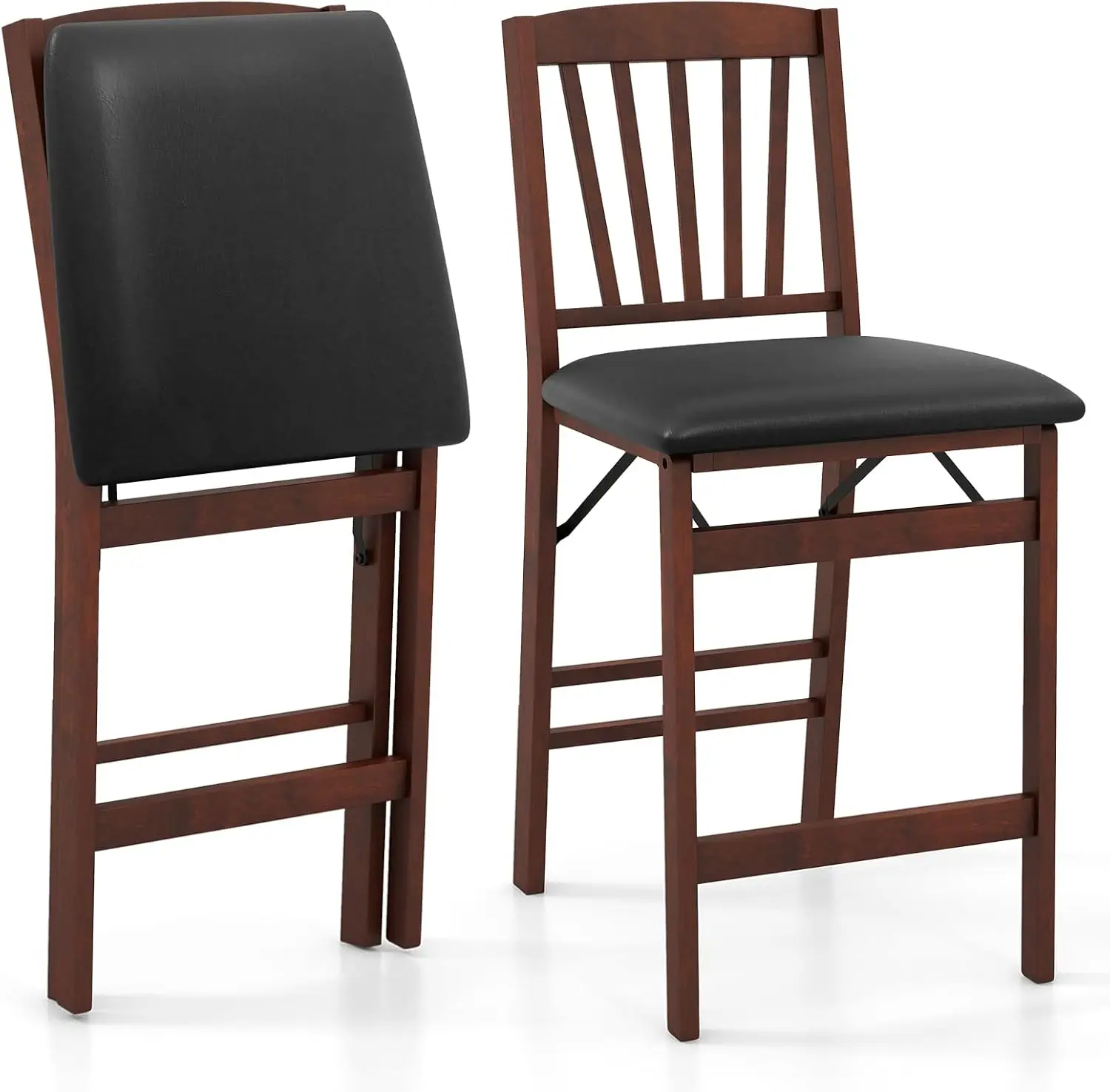 Folding Counter Height Bar Stools Set of 2, 24.5" Farmhouse Barstools w/Padded Seat&Slat Back, Footrest, Rubber Wood Legs, No
Folding Counter Height Bar Stools Set of 2, 24.5" Farmhouse Barstools w/Padded Seat&Slat Back, Footrest, Rubber Wood Legs, No