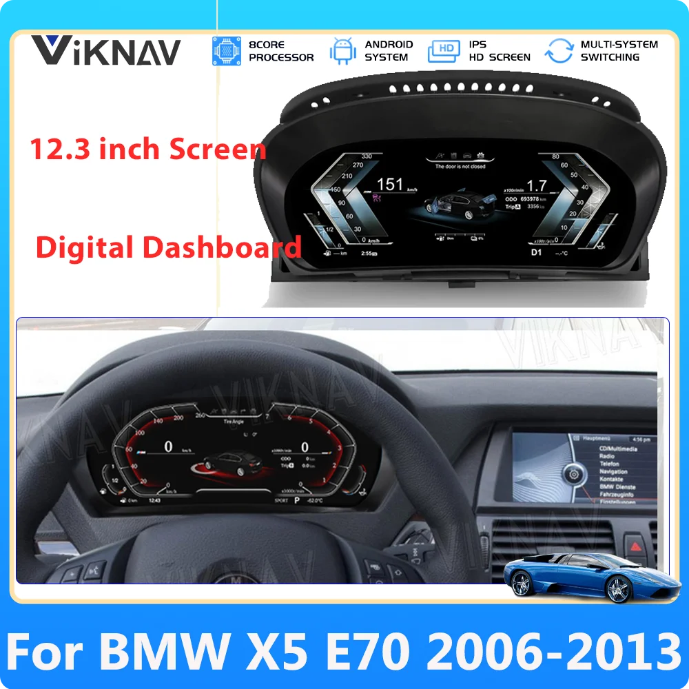 Умный дисплей Viknav 12,3 дюйма, кластер инструментов для BMW X5 E70 2007-2013, измеритель скорости автомобиля, цифровая панель приборной панели автомобиля
Умный дисплей Viknav 12,3 дюйма, кластер инструментов для BMW X5 E70 2007-2013, измеритель скорости автомобиля, цифровая панель приборной панели автомобиля