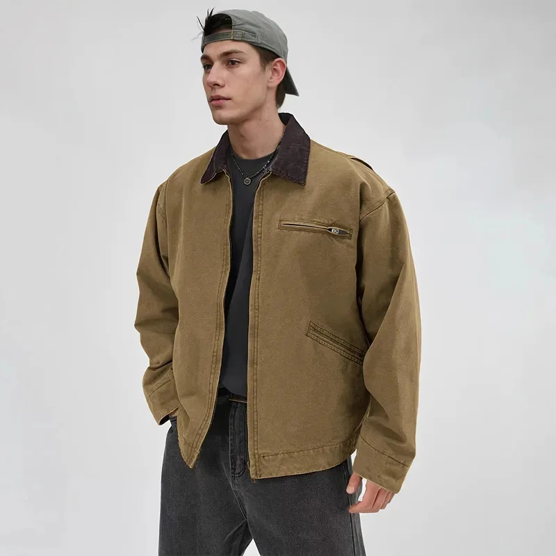 US Size Men's Workwear Washed Jacket Spring Autumn Color Turn-down Collar Coat Detroit Jacket Outdoor Zipper Hunting Jacket
US Size Men's Workwear Washed Jacket Spring Autumn Color Turn-down Collar Coat Detroit Jacket Outdoor Zipper Hunting Jacket